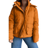 Campera Puffer Cargo Oversize Importada Capucha Invierno