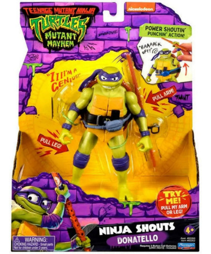 Mutant Mayhem Donatello Ninja Shouts Sonidos 14cm 