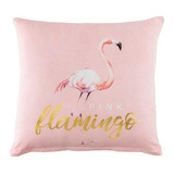 Cojín Flamingo Hojas Decorativo Con Cierre Vianney Color Rosa Pálido