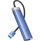 Hub Usb Vention - 5 En 1 Multipuerto - Usb 3.0 A Red Internet Rj-45 Ethernet Gigabit + 3 X Puerto Usb 3.0 + 1 X  Usb C - 5gbps  - Carcasa Aluminio - Premium - Tgfsb