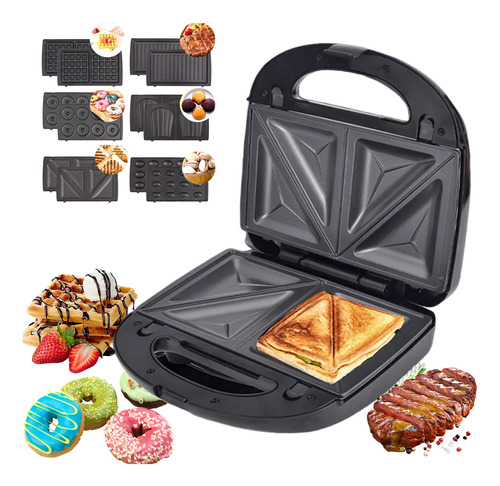 6 En 1 Máquina Para Hacer Donas Waffles Y Sándwiches,negro