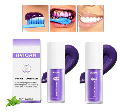 2 Peças De Branqueador De Dentes Roxo, Creme Dental Corre