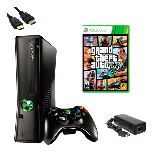 Xbox 360 Slim 4gb Completo 1 Jogo 1 Controle - Bloqueado 