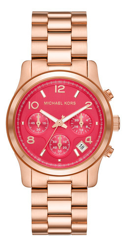 Reloj Mujer Michael Kors Mk7352 Runway Color De La Correa Rosa Color Del Bisel Rosa Color Del Fondo Rojo