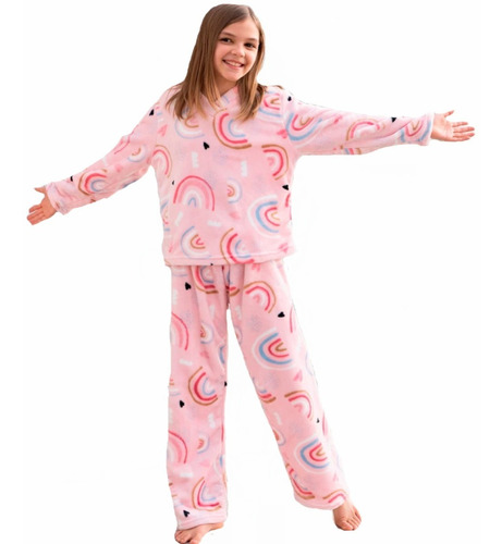 Pijama De 2 Piezas Termica Microfibra Niña Arcoiris 8 10 12