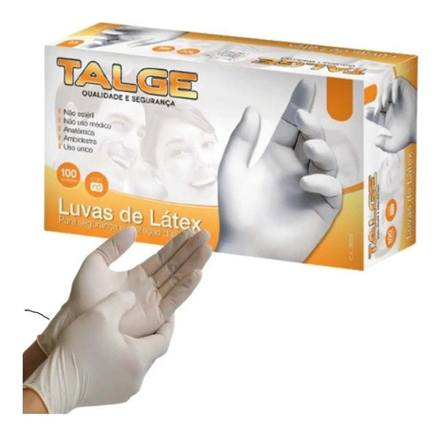 Luvas Descartáveis Talge Cor Natural Tamanho  P De Látex Com Pó X 100 Unidades 