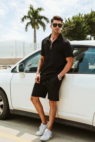 Conjuntos Short Hombre Polo Estampado Traje Moda Arjen Kroos