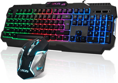 Teclado Y Mouse Iluminación Led Rgb Gamer Rainbow