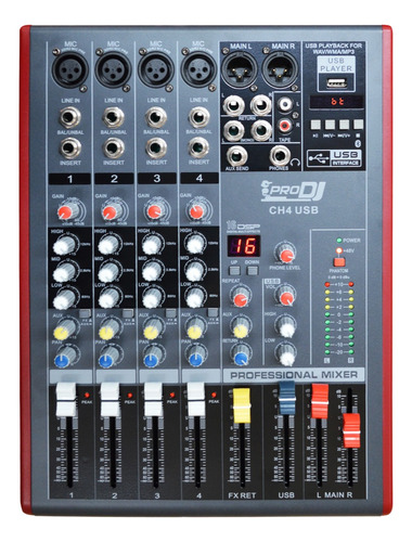 Mezclador Análogo Pro Dj Ch4 Usb