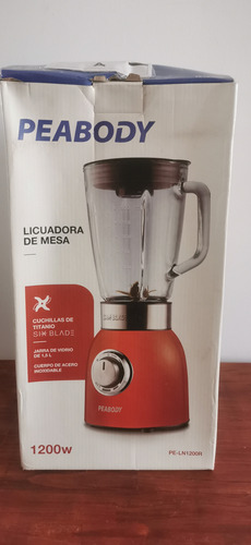 Licuadora Peabody Pe-ln1200 1.5 L Roja Con Jarra De Vidrio