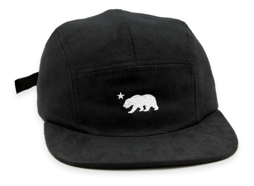 Boné Five Panel Urso Aba Reta Em Camurça Fitão