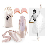 Tenis De Ballet De Satén Para Niñas + Silicona + Bolsa