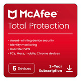 Antivirus Mcafee Total Protection 2024 - 5 Dispo - 2 Años