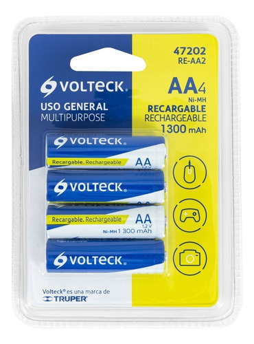 Pila Aa Volteck Recargable 47202 Cilíndrica