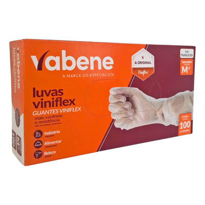 Luva Viniflex Tpe Descartável Vabene 1 X 100 Unidades Cor Translúcida Tamanho M | Frete grátis