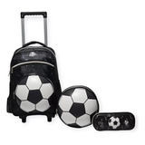 Kit Mochila Escolar Rodinha Bola Menino 3d Alto Relevo