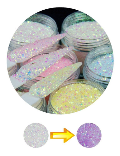 Glitter Iridiscente Cambia De Color - Kit X12