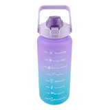 Botella Jumbo Bicolor Degradado Para Agua Con Asa 2 Litros Color Lila Con Azul