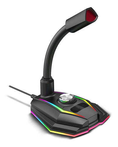 Microfono Gamer Pc Luces Rgb Usb Notebook  Color Negro