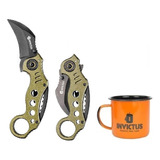 Kit Canivete Karambit Shark Green Invictus + Caneca Invictus