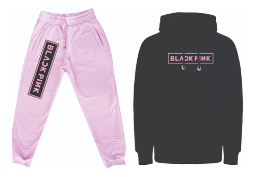 Conjuntos Sudadera Black Pink Kpop Logos Jogger+hoodie 