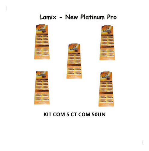 05 Cartelas Lamina Lamix New Platinum C/50 = 250un  Promoção