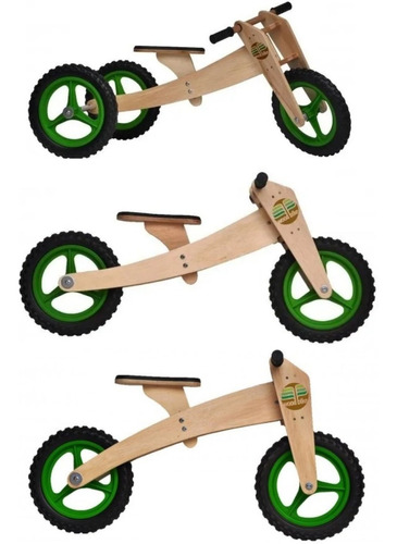 Kit Bicicleta Triciclo 1-5 Anos Woodbike 3 Em 1 Frete Grátis