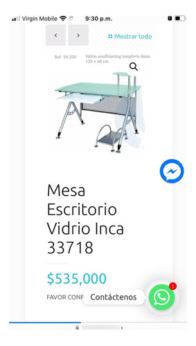 Escritorio Moderno En Vidrio Excelente Estado