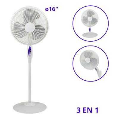Ventilador Mytek 16 Pulgadas 3 En 1 Pedestal Mesa Pared Estructura Blanco Aspas Blanco Diámetro 16 \