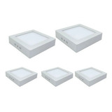 Pack 5 Foco Panel Plafon Sobrepuesto Cuadrado 12w Luz Fria