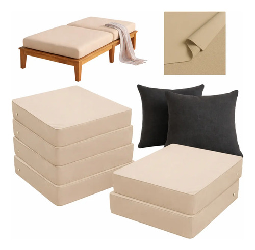 Kit 6pz Cojines Sala Cuadrados 60x60x10 Con Cojines Incluido