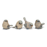 Raz Soft Blue Textured Bird - Juego De 4 Figuras Decorativas