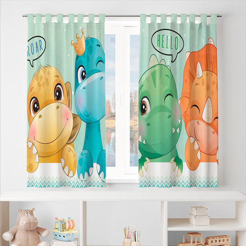 Cortina Infantil Decoração Dinossauro Baby Tecido 2,80x1,40