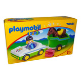Jueguete Playmobil Coche Zoo Remolque De Caballo Niño Niña