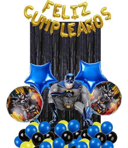 Kit Globos Decoracion Feliz Cumpleaños Fiesta Batman 3d