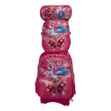 Mochila Primaria Unicornio Con Carrito De Aluminio., Lonchera Y Lapicera 