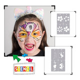 Plantillas Stencils Maquillaje Infantil Set 4 En 1  X2 Unid