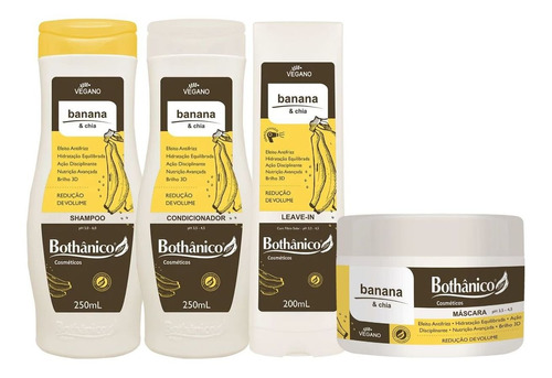 Kit Banana E Chia Shampoo Cond Másc 250g+ Leave In Bothânico