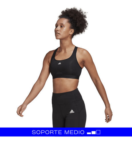 Sujetador Deportivo adidas Fitness Powerreact Mujer Negro