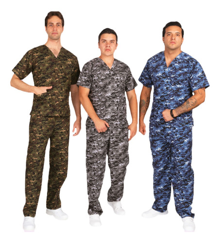 Conjunto Medico Scrub Quirurgico Hombre Camuflaje Militar