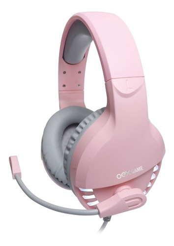 Headset Gamer Oex Pink Fox Rosa 7.1 Usb Rosa C/ Led Lateral