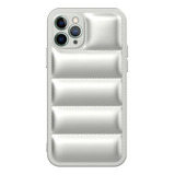 Funda Protector Para iPhone 13 Pro Puffer Silver + Vidrio