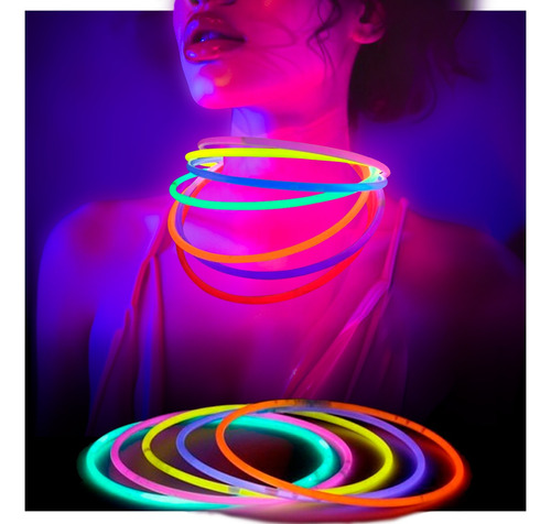 10 Collar Neon Luminoso Cotillon Colgantes Quimico Carioca