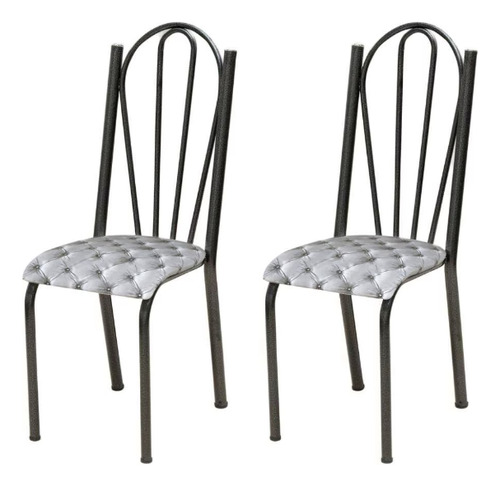 Conjunto 4 Cadeiras América 021 Cromo Preto - Artefamol