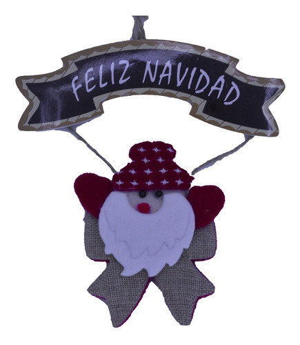 Decoracion Navidad Adorno Colgante Aviso Con Muñeco Santa