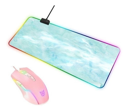 Combo Gamer Rosa Verde Mouse Onikuma + Mouse Pad Rgb 80x30 