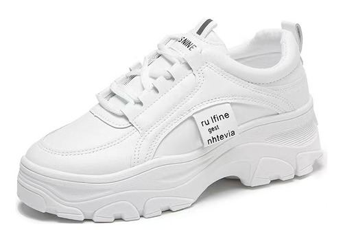 Zapatos Tenis Plataforma Mujer Casual Blanco Clásico