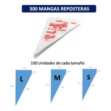 300 Mangas Desechables Pasteleras (s, M, L - 100 Cada Una) 