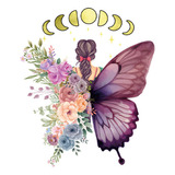 Calcomanía De Pared Con Mariposas Y Flores Para Decoración C