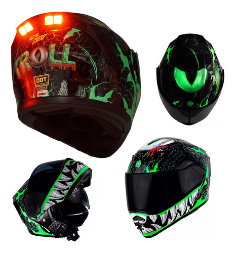 Casco Moto Kov Abatible Luz Led Stelar Gafa Dot +regalo 2024